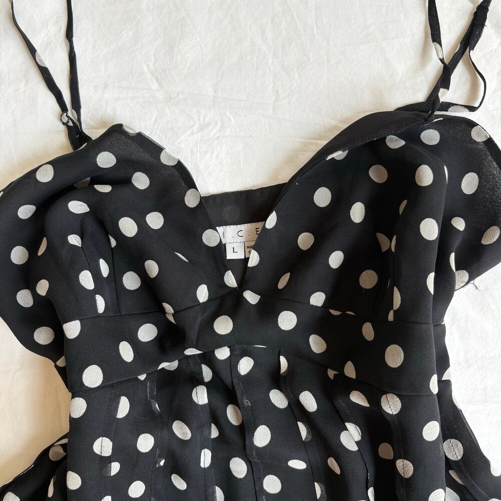 y2k silk polka dot cami ICE 100% silk babydoll top size large - Picture 3 of 8